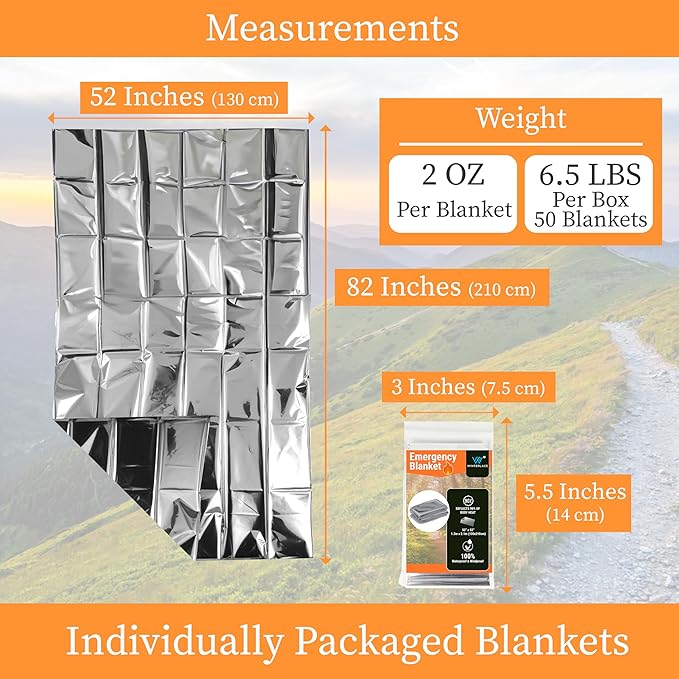 Winterlace Emergency Blankets 25-Pack Thermal Mylar Survival Rescue Camping - Image 2