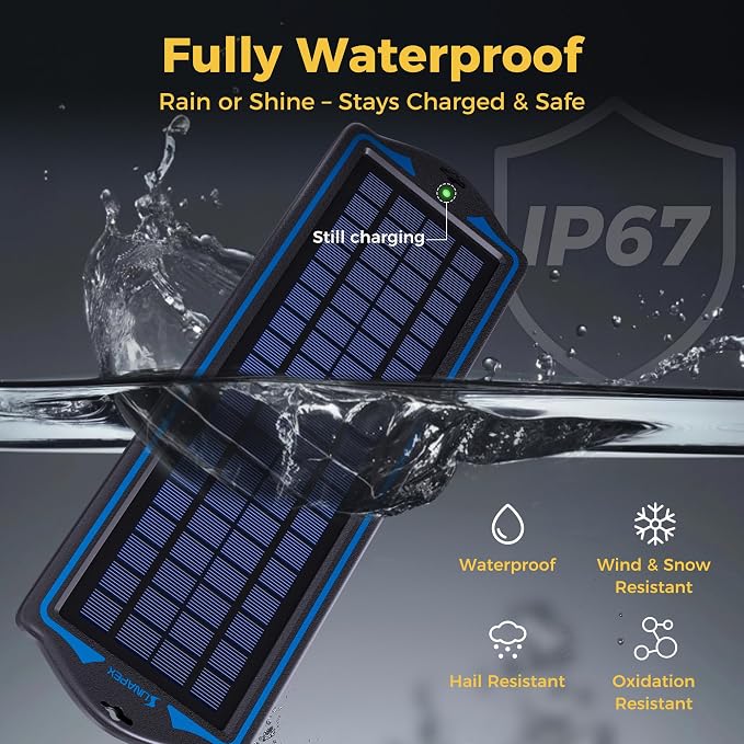 SUNAPEX 12V Solar Battery Charge: 5W Waterproof Portable Solar Panel Kit - Image 3