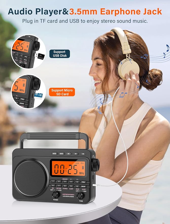 NOAA Weather Alert Radio, Digital AM FM Shortwave Radio - Image 6