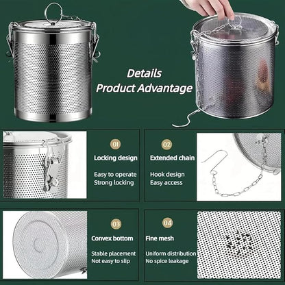 Stainless steel cylindrical seasoning filter, Mesh Design Tea Ball Strainer - Image 2