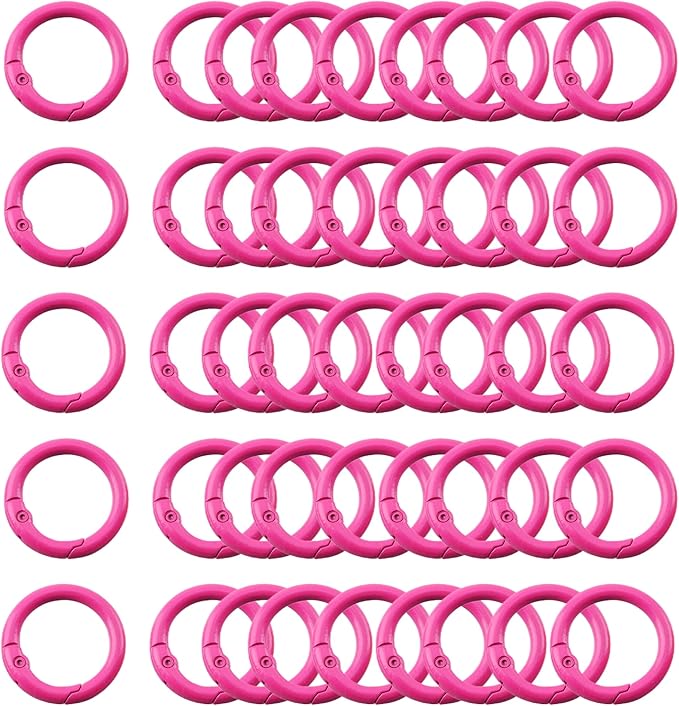 Carabiner Clip 48Pcs Rose Metal Key Ring Clip Circle Keychain Rings Bulk Spring by KJMLDIY