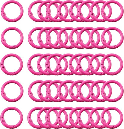 Carabiner Clip 48Pcs Rose Metal Key Ring Clip Circle Keychain Rings Bulk Spring by KJMLDIY