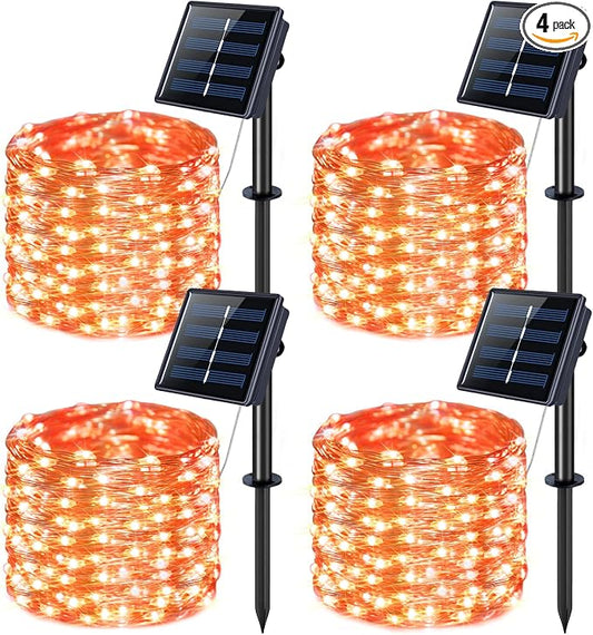 JMEXSUSS 4 Pack Solar Halloween Lights, Total 400 LED 132 FT Orange Solar by JMEXSUSS