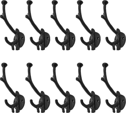 Mystic Colonial Rustic Cast Iron Wall Hooks, Heavy Duty Retro Utility Hooks - Image 9