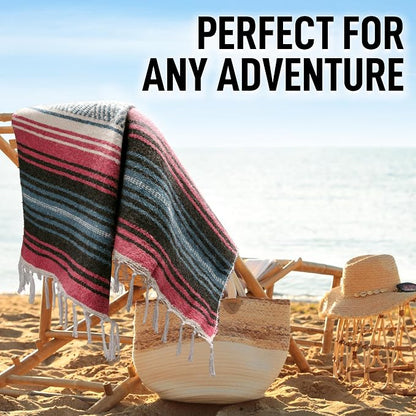 Hydration Nation Authentic Large Handwoven Mexican Striped Throw Blanket - Image 6