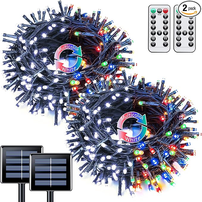 JMEXSUSS 2 Pack Solar String Lights Outdoor Waterproof, Total 66 FT 200 LED by JMEXSUSS