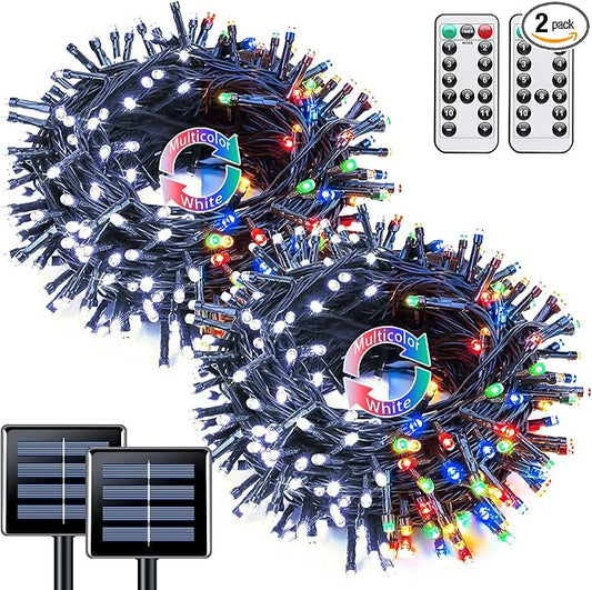 JMEXSUSS 2 Pack Solar String Lights Outdoor Waterproof, Total 66 FT 200 LED by JMEXSUSS