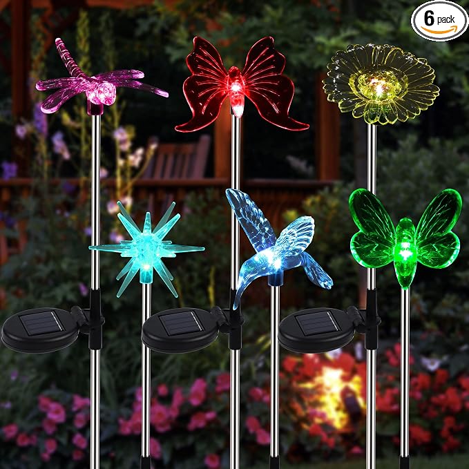 Glintoper 6 Pack Solar Garden Stake Lights Outdoor, Solar Butterfly Figurine by Glintoper