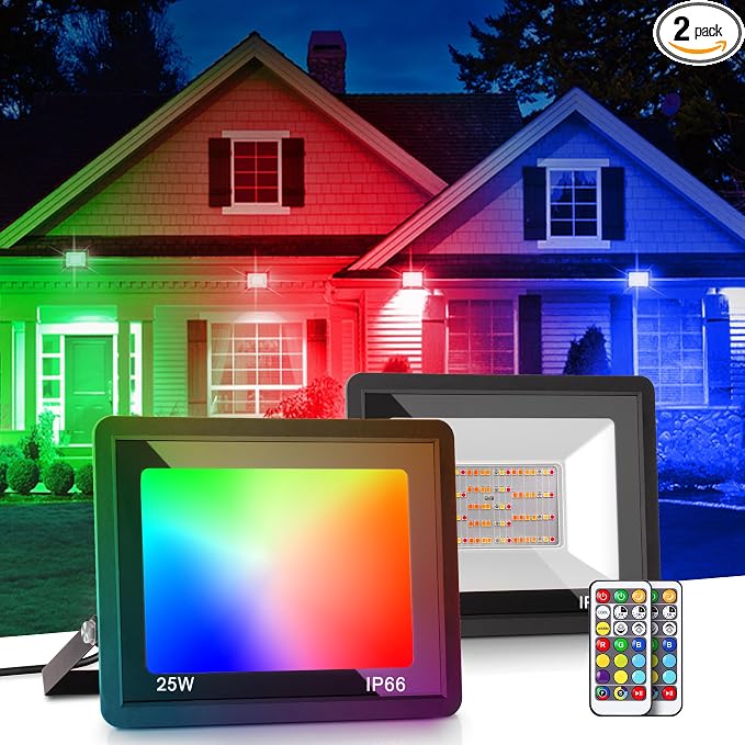 L LOHAS LED RGB LED Flood Light Outdoor, 25W DIY Color Changing Party Lights by LLOHASLED