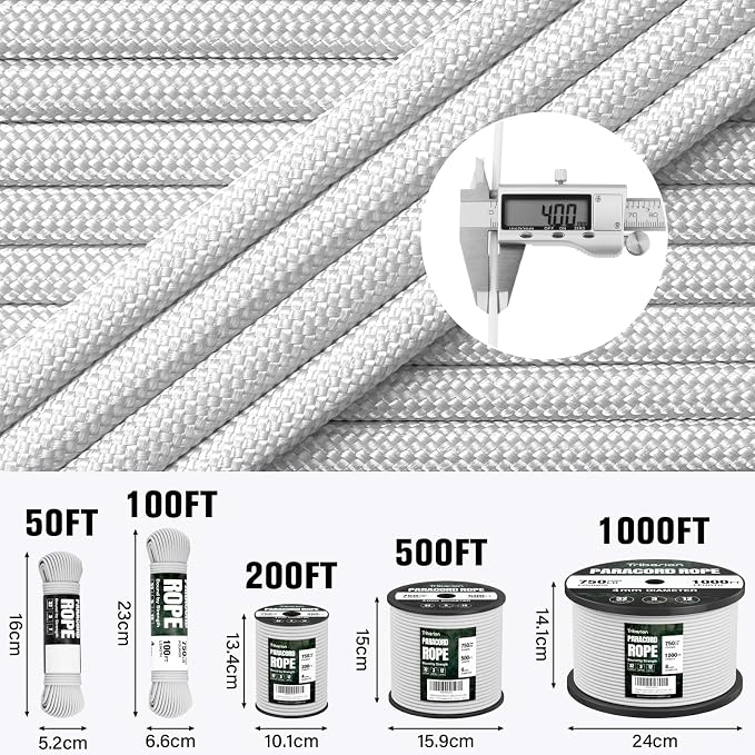 Paracord Rope 750 lb - 100ft 5/32" Parachute Cord 4MM 12-Strand para Cord - - Image 5