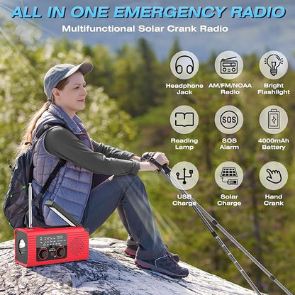 NITIGO Emergency Weather Radio, 4000mAh NOAA Weather Alert Radio Solar Charging - Image 9
