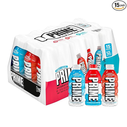 PRIME HYDRATION Variety, Berry Freeze, Cherry Freeze, & Ice Pop Sports Drinks by DrinkPrime