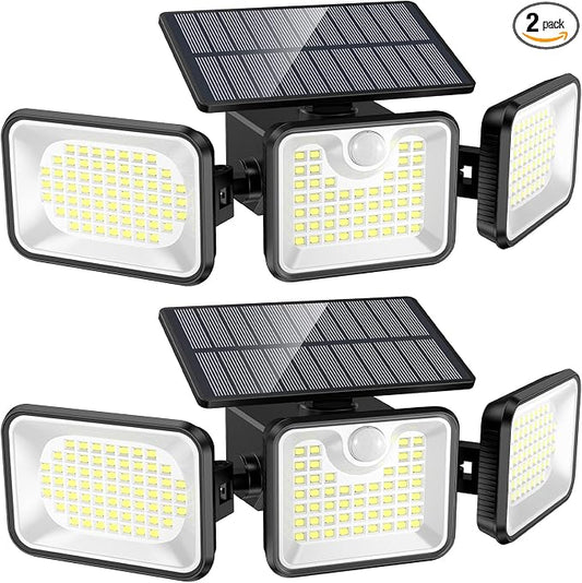 2 Pack 180 LED Solar Flood Light Outdoor, Motion Sensor Outdoor Lights by Sunenvoy