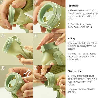 BLUE GINKGO Collapsible Water Bottle – Lightweight, Foldable Silicone Bottle - Image 6
