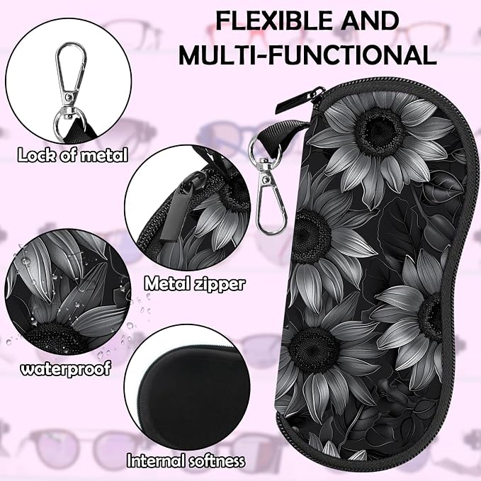 Glasses Case Sunglasses Eyeglass Soft Case Zipper Light Neoprene Pouch - Image 4