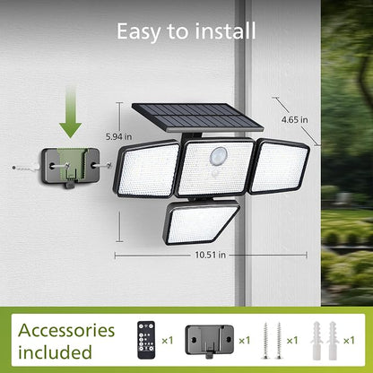 Philips Solar Security Light Outdoor, 196 LED Wall-Mounted Flood Light w/PIR - Image 3