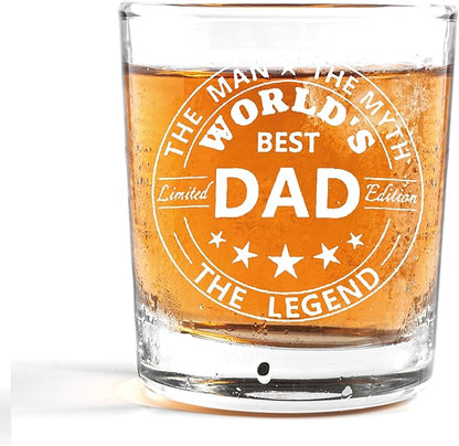 Nogrit World's Best Dad Whiskey Glasses 10 oz, Best Dad Gifts by Nogrit