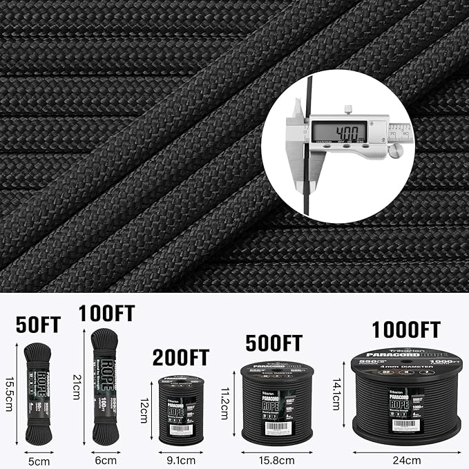 Paracord Rope 550 lb - 200ft 5/32" Parachute Cord 4MM 7-Strand para Cord - - Image 5