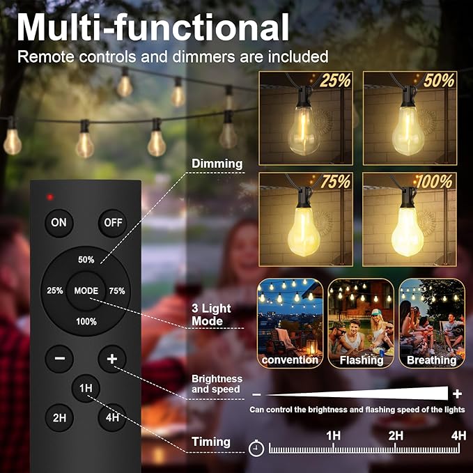 75FT Outdoor String Lights Waterproof - Image 3