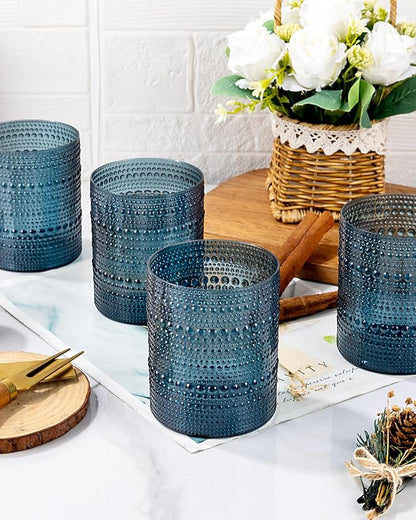 18PCS Hobnail Plastic Drinking Glasses - 14Oz Beaded Mixed Drinkware Sets - Image 6