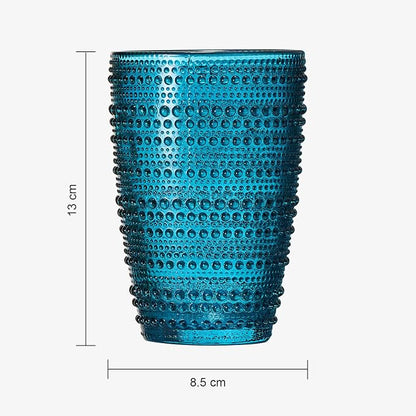 Khen Beaded Highball Tumbler Drinking Glasses Set | Set of 6 | Vintage Hobnail - Image 3