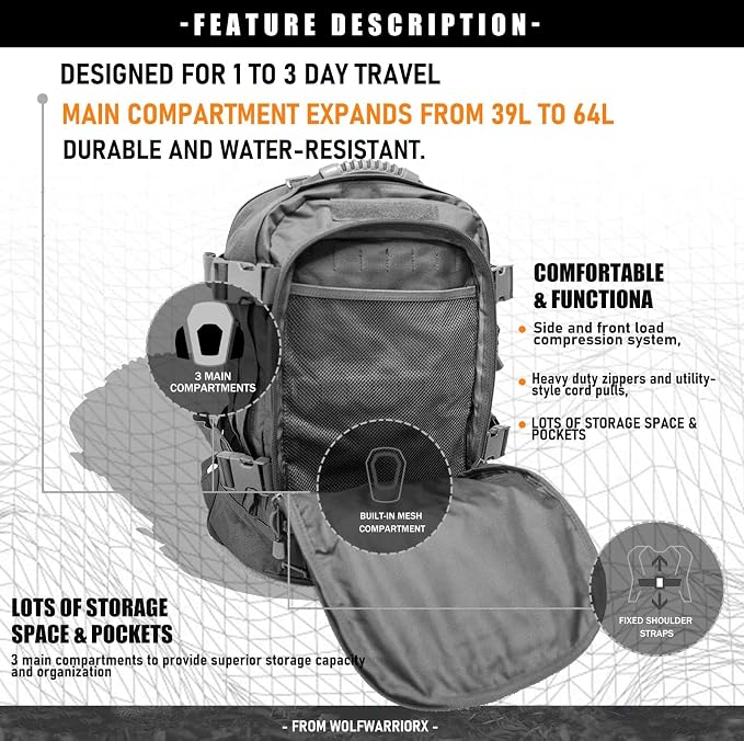 Miramrax Tactical Backpack Military Army Daypack - Image 6
