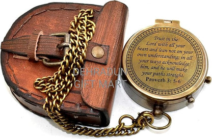 Handmade Vintage Brass Engraved Compass - Image 5