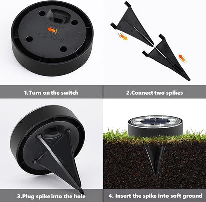 Joomer Solar Ground Lights, 8 Pack 8 LED Solar Lights Outdoor Waterproof IP68 - Image 5