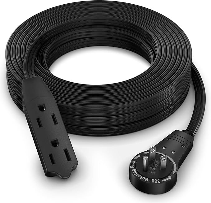 Maximm Cable 25 Ft 360° Rotating Flat Plug Extension Cord/Wire, 16 AWG Multi 3 by MaximmCable