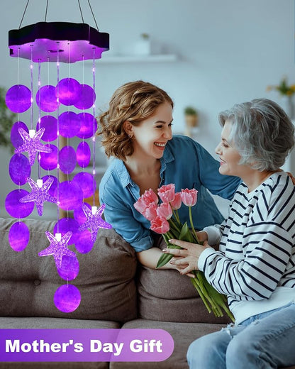 Toodour Solar Wind Chimes for Outside, Shells Light Gifts for Mom Grandma Women - Image 2