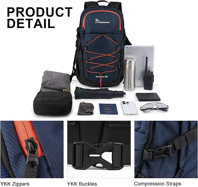 MOUNTAINTOP Hiking Backpack, 25/30L Camping Backpack, Men Women Hiking Daypack - Image 3