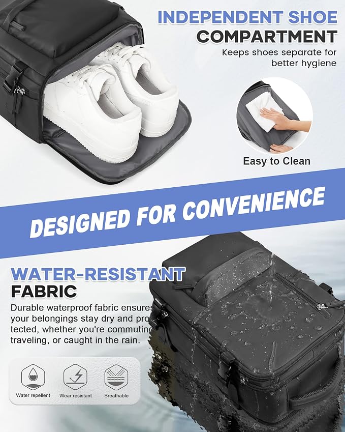 WONHOX Large Travel Backpack Carry on Flight Approved Laptop Work Business - Image 4