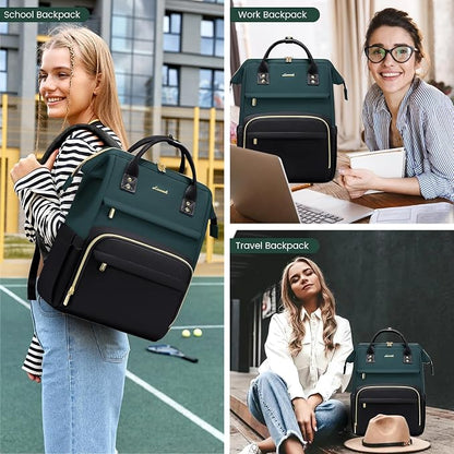 LOVEVOOK Leather Backpacks for Women, 15.6 inch Leather Laptop Backpack Women - Image 6