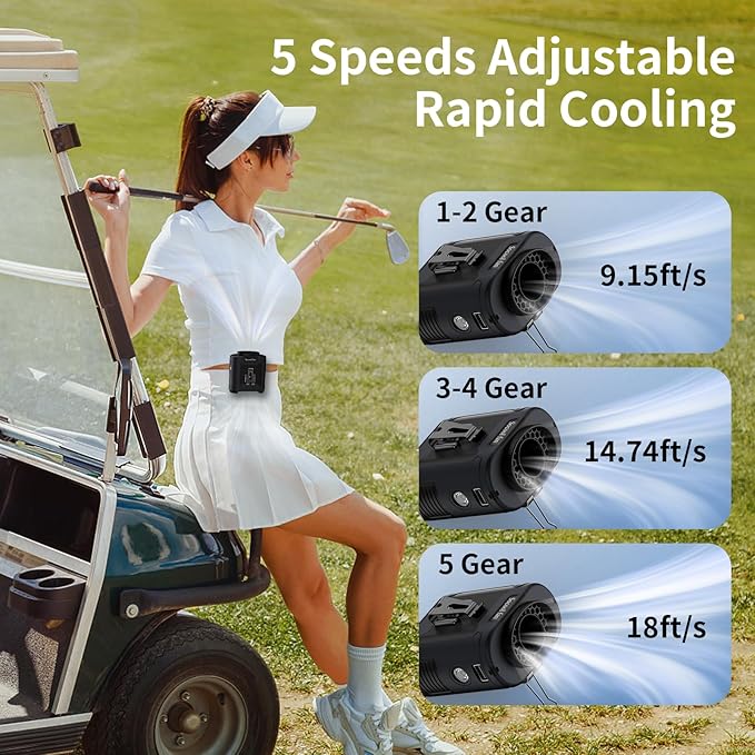 Socool 10000mAh Portable Waist Fan Clip on Wearable Belt Personal Fan - Image 2
