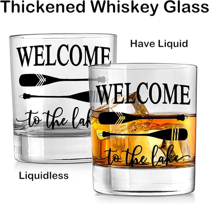 Nogrit Lake House Decor Whiskey Glasses 10 Oz, Welcome To The Lake, Beach Wine - Image 5