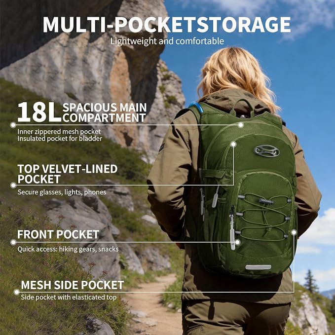 KABAQOO Hydration Backpack, 18L Multipurpose Hiking Backpack - Image 2