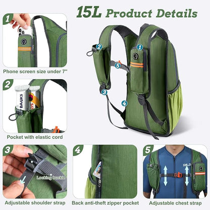 BECOJADDE 15L Small Hiking Backpack - Image 2