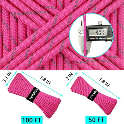 VVAAGG Reflective Paracord Rope 100FT, 7 Strand Nylon para Cord Lanyard Utility - Image 7