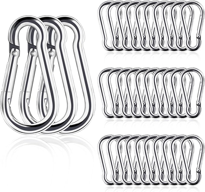 Small Carabiner Clip, M4 Stainless Steel Spring Snap Hook Heavy Duty, Locking by DF+DUALFERV