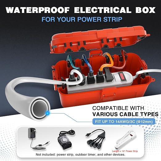 Flemoon Outdoor Electrical Box Waterproof, Medium Weatherproof Electrical Box - Image 2