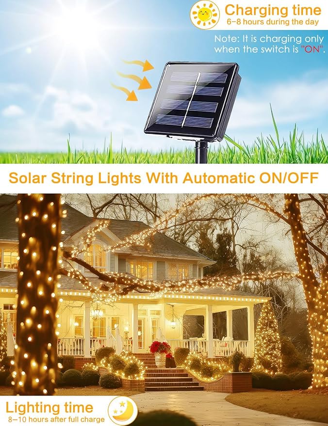 Solar Christmas String Lights Outside, 3 Pack Total 120FT 300 LED Solar Garden - Image 4