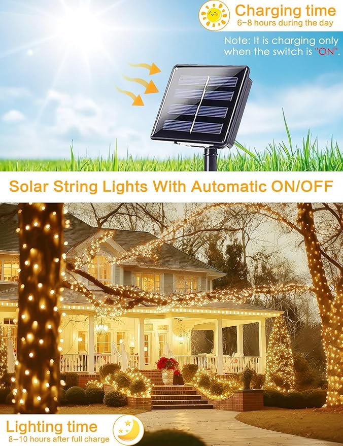 Solar String Lights Outdoor, 6 Pack Each 100 LED Solar Fairy Lights - Image 4