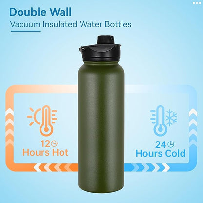 VEGOND 40 oz Insulated Water Bottle Stainless Steel Metal Water Bottles - Image 3