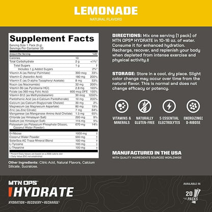 MTN OPS Hydrate Electrolytes Powder Drink Mix, 20 Single Serving On-The-Go - Image 3
