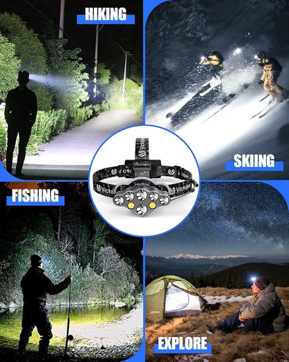 Victoper Rechargeable Headlamp 2 Pack, 8 LED High Lumen Bright Head Lamp - Image 7