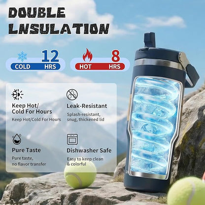 30oz Flip Straw Insulated Water Bottle - Image 3