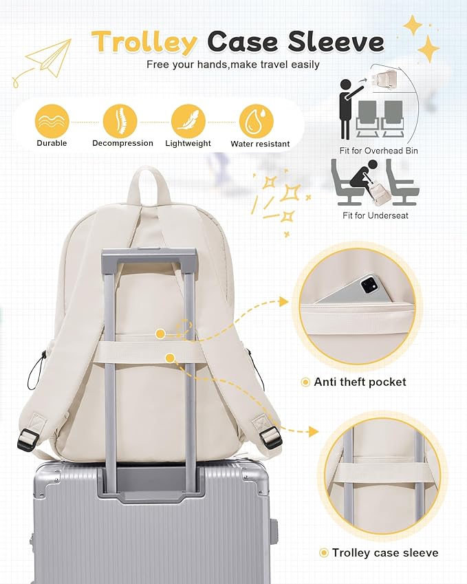 BJLFS Large White Backpack for Women Men, Gym Backpack for Women Foldable - Image 5