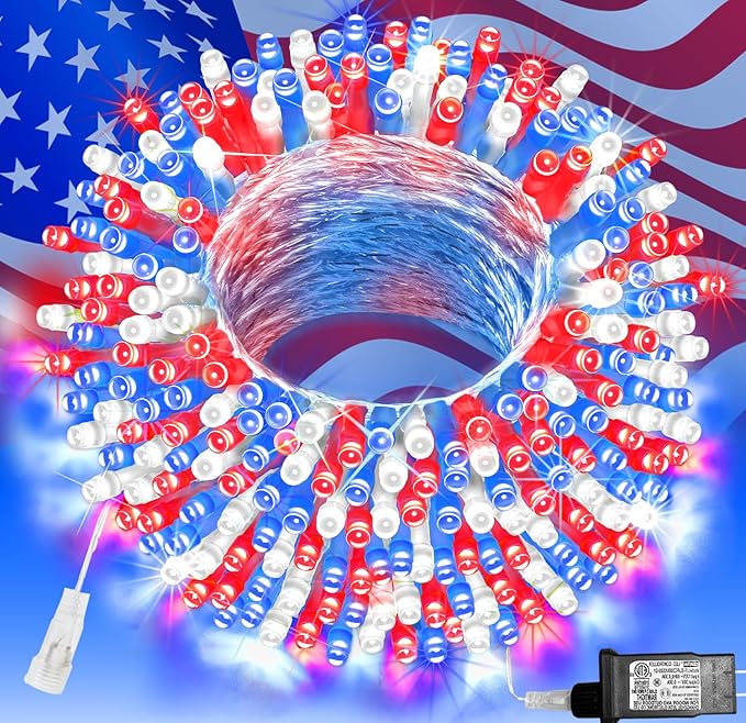 Pooqla 200 LED 66 FT 4th of July Decorations Lights, Outdoor Independence Day by Pooqla