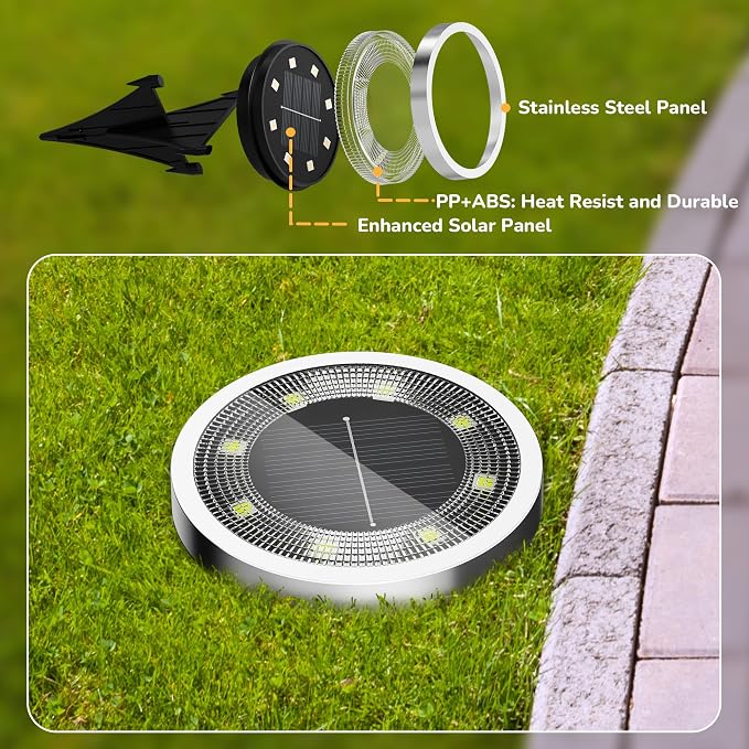 INCX Solar Ground Lights, 16 Pack Solar Lights Outdoor Waterproof, Solar Garden - Image 8