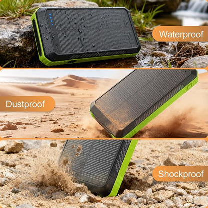 Solar Power Bank 33800mAh with Super Bright LED Flashlight, Built-in 4 Cables & - Image 5